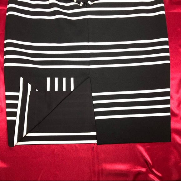 White House Black Market (WHBM) Ponté Stripe Pencil Skirt Black & White - Picture 6 of 10